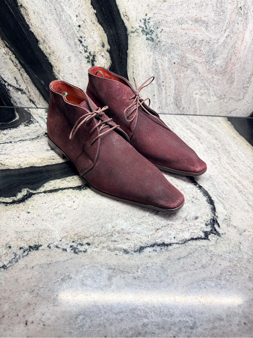 Santoni Fatte a Mano Burgundy Suede Chukka Boots Men’s 8.5 UK 9.5 US Italy